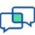 A logo of a messaging system called, "Curogram." It depicts two chat bubbles overlapping in the middle.